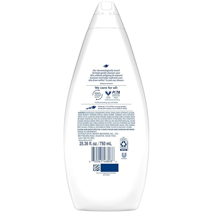 Dove Body Wash, Fresh Care, Value-Size 4-Pack – Soothing Moisturizing Cleanser for Soft Skin, 25.36 Oz Ea