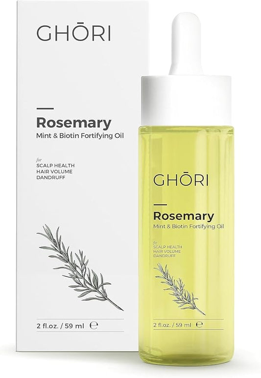 Rosemary, Mint & Biotin Fortifying Hair Oil | Stimulates Hair Growth & Strengthens Follicles| Essential Oils for Healthy Scalp | Fast-Absorbing, Silicone-Free | 2 fl oz (59ml)