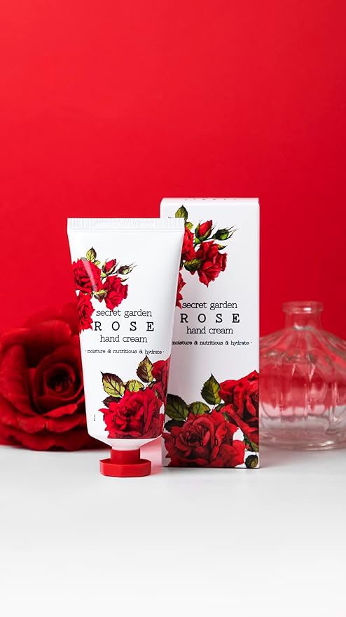 Secret Garden Rose Hand Cream - Korean Moisturizing Hand Lotion For Dry Hands Travel Size (Rose Scent, 3.38 Fl Oz)