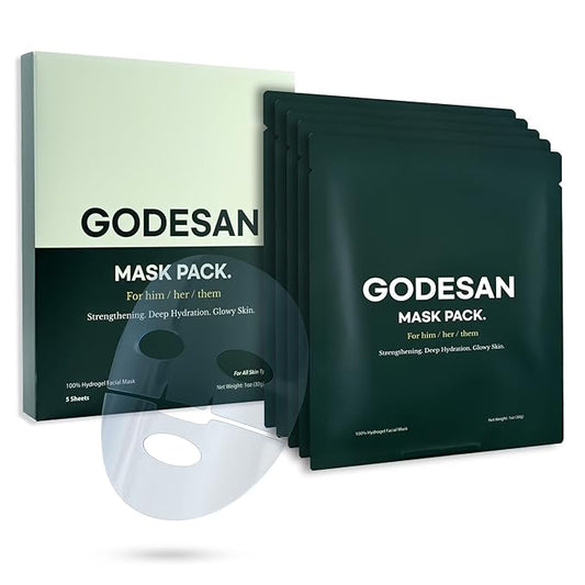 Hydrogel Face Mask Pack 5pcs - Rich Collagen, Deep Moisture, Ginseng, Tea Tree, Hyaluronic, Overnight Mask, All skin type