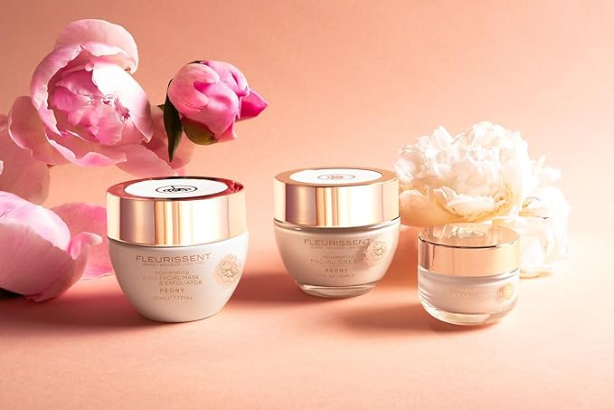 Fleurissent Enchanted Elixir – 2-in-1 Peony Facial Mask & Exfoliator – Revitalizing Floral Fusion, 99% Natural & COSMOS Organic Certified, 1.7 FL OZ for Healthy-Looking Skin