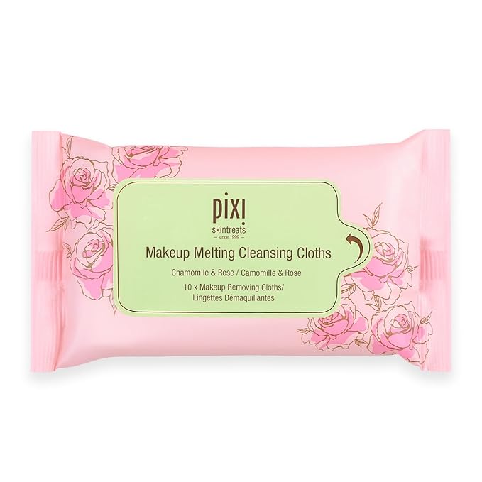 Pixi Beauty Makeup Melting Cleansing Cloths |Cleansing, Make-Up Removing, and Hydrating Disposable Face Towelettes| Pack of 10 Face Wipes