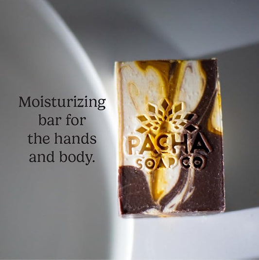 Pacha Soap Co. Bar Soap, Almond Goat’s Milk, 3-Pack (4 oz ea) - Premium, Handcrafted, Hydrating, Natural Face Wash, Hand Cleanser, Body Wash, Soothing Essential Oils