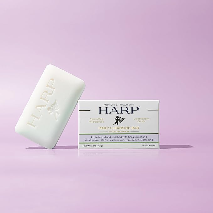 HARP pH-Balanced (5.0-6.0) Body Wash Bar. ZERO saponified oils. Protects Moisture Barrier. Gentle for Sensitive/Dry skin. + Shea Butter/Borage Oil. Non-Comedogenic. VANILLA LAVENDER Fragrance. 5oz
