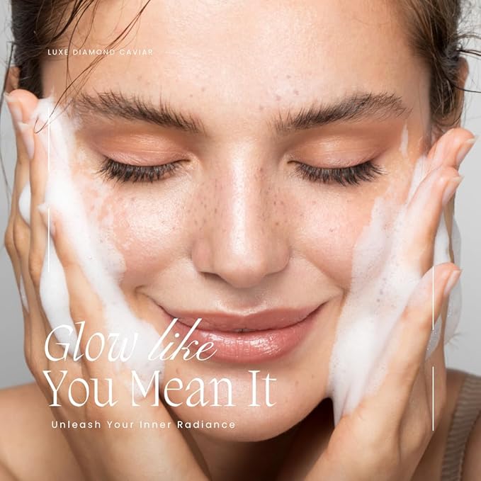 Luxe Diamond Caviar Beauty Cleansing Foam - Anti-Aging With Caviar Extract Collagen, Daily Anti-Wrinkle Face Cleanser, Hydrating & Tightening Pores - Vegan & Paraben-Free