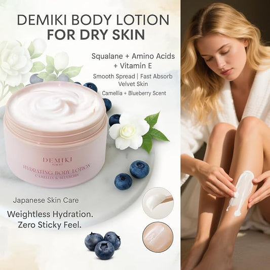 Body Lotion Moisturizer Skin Care with Squalane and Amino Acids - Japanese Body Lotion for Women, Beauty & Personal Care Body Cream, Perfume Moisturizer Skincare for Dry Skin 7.12fl.oz