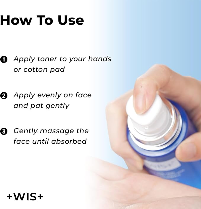 +WIS+ Power Hydrating Toner with Hyaluronic Acid, Effective Soothing for Sensitive Skin, Daily Face Skin Care for Dry to Normal Skin (4 fl.oz)
