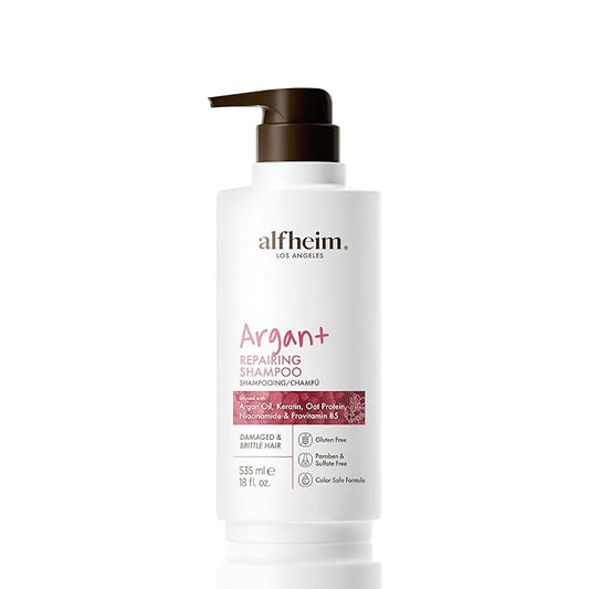 ALFHEIM Argan+ Repairing Shampoo | Argan Oil & Keratin for Dry, Damaged & Brittle Hair | Deep Nourishing & Strengthening | Sulfate-Free, Color-Safe & Frizz Control | 18 fl oz