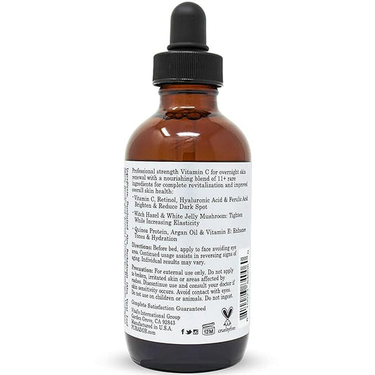 PURA D'OR 25% Vitamin C Serum 4 Oz + 0.25mm Derma Roller Set - Hyaluronic Acid & Retinol Microdermabrasion Skin Care Cosmetic Kit For Face & Eyes, Dark Spots - For Men & Women