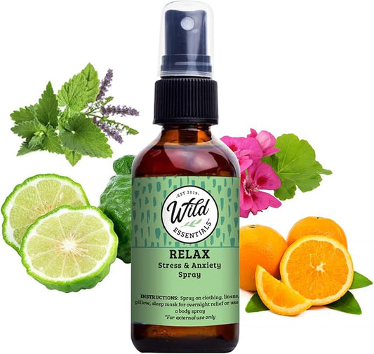 Wild Essentials All Natural Essential Oil Sprays, 2 Ounce, 60ml, Organic Witch Hazel, Aromatherapy, Made in USA