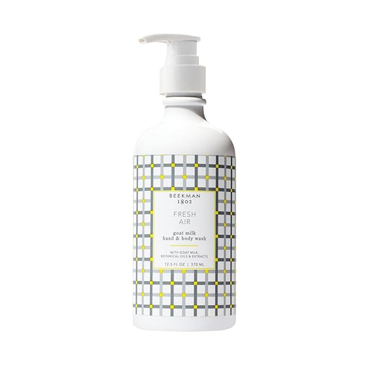 Beekman 1802 Goat Milk Hand Wash, Fresh Air - Scented - 12.5 oz - Cleanses, Softens & Nourishes Skin - Rinses Away Impurities - Good for Sensitive Skin - Cruelty Free - Ready For Use, Pump Inserted