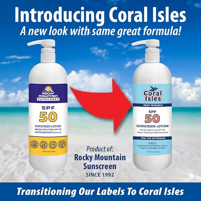 Rocky Mountain Sunscreen SPF 50 LOTION | Broad Spectrum UVA/UVB Protection | Hawaii 104 Reef Act Compliant (Oxybenzone & Octinoxate Free) | Water Resistant 80 Min. | Quart with Pump (32 Fl Oz)
