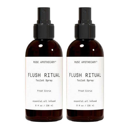 Muse Apothecary Flush Ritual - Aromatic & Refreshing Toilet Spray, Use Before You Go, 8 oz, Infused with Natural Essential Oils - Fresh Citrus, 2 Pack
