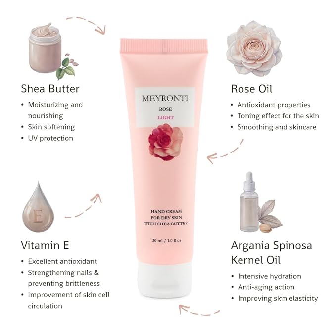 Rose scented hand cream for dry cracked hands, hand lotion travel size, mini purse essentials, travel size moisturizer, mini lotions, dry hands treatment lotion for extremely dry skin 30ml/1.0 fl Oz