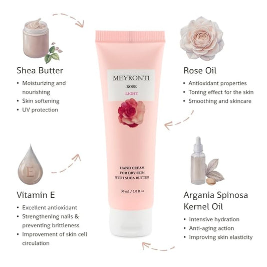 Rose scented hand cream for dry cracked hands, hand lotion travel size, mini purse essentials, travel size moisturizer, mini lotions, dry hands treatment lotion for extremely dry skin 30ml/1.0 fl Oz