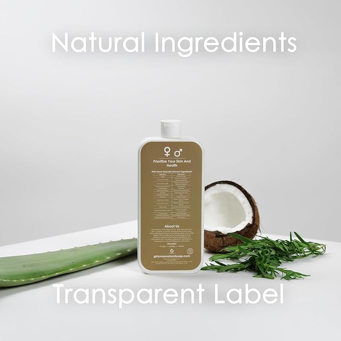 GirlyMan Natural Body Wash - Made with Olive Oil & Aloe Extract, No Artificial Fragrance, PH Balanced, Gentle Formula, Nourishing Ingredients, Family Owned (Unscented)
