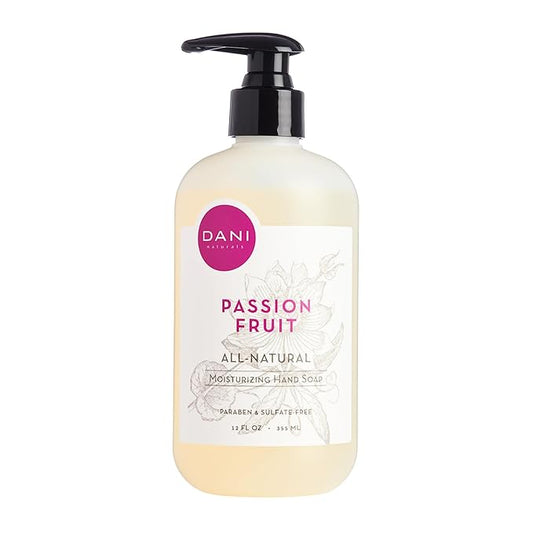 Naturals Moisturizing Hand Soap - Passion Fruit Scent, Hydrating, Sulfate-Free & Paraben-Free, 12 Oz Bottle with Pump, Gentle Cleansing for Dry Skin