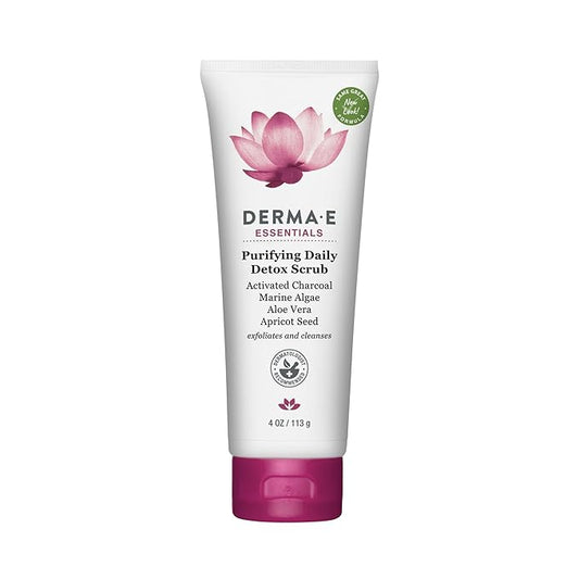 DERMA E Purifying Daily Facial Detox Scrub with Activated Charcoal and Seaweed Extract –Exfoliating Face Scrub Cleanses, Smooths and Brightens, 4oz