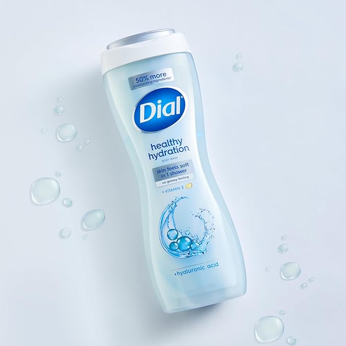 Dial Body Wash, Healthy Hydration, Hyaluronic Acid plus Vitamin E, 16 oz (Pack of 4)