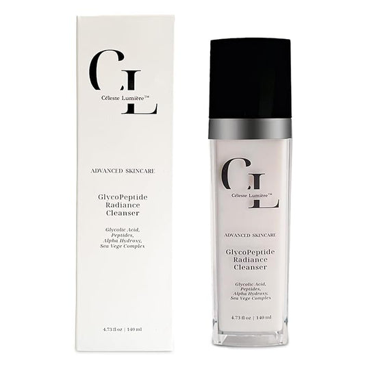 GlycoPeptide Radiance Cleanser – Gentle Exfoliating and Hydrating Face Wash with Glycolic Acid, AHAs, Peptides, Vitamins C and E – Radiance-Enhancing Daily Cleanser – 4.73 fl oz / 140ml