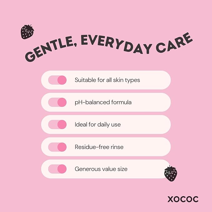 Strawberry Milk Body Wash, Hydrating Daily Cleanser for Soft Smooth Skin, Infused with Milk Protein & Strawberry Scent, Skin-Friendly Formula, 33.8 fl oz