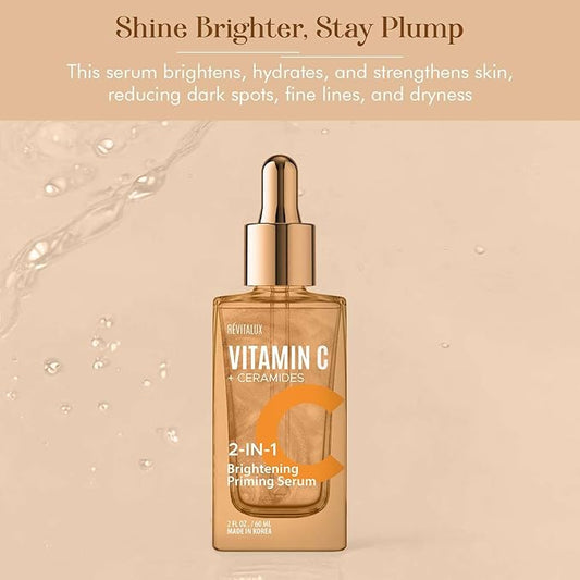 Vitamin C & Ceramides 2-in-1 Serum - & Priming, Anti-Aging, Skin Repair, Hydrates & Firms - Dermatologist Tested, Cruelty-Free Korean Skin Care for All Skin Types - 2 fl. oz