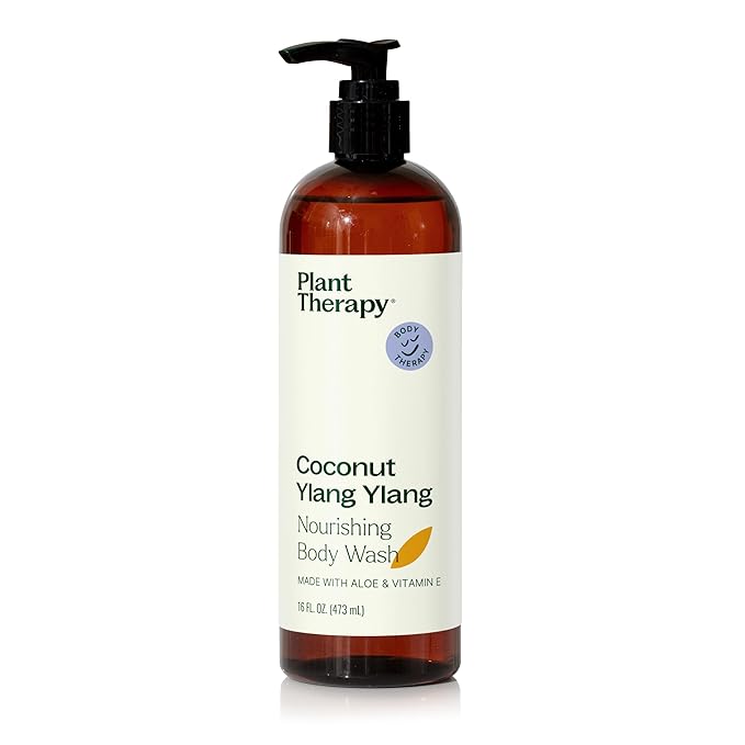 Plant Therapy Coconut Ylang Ylang Natural Body Wash 16 oz For all Skin Types, Sulfate Free Body Wash, For Men or Women, Sweet & Tropical Natural Scent, Luxurious Lather, Cleanses & Soothes Skin