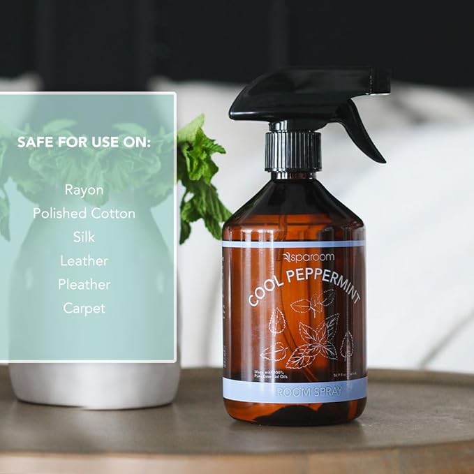 Sparoom Cool Peppermint Air Freshener&Linen Spray Essential Oil Infused an Minty&Crisp Refreshing Fragrance. Therapeutic Grade Aromatherapy, Non-Aerosol and Long-Lasting Invigoration Scent, 16.9 fl oz