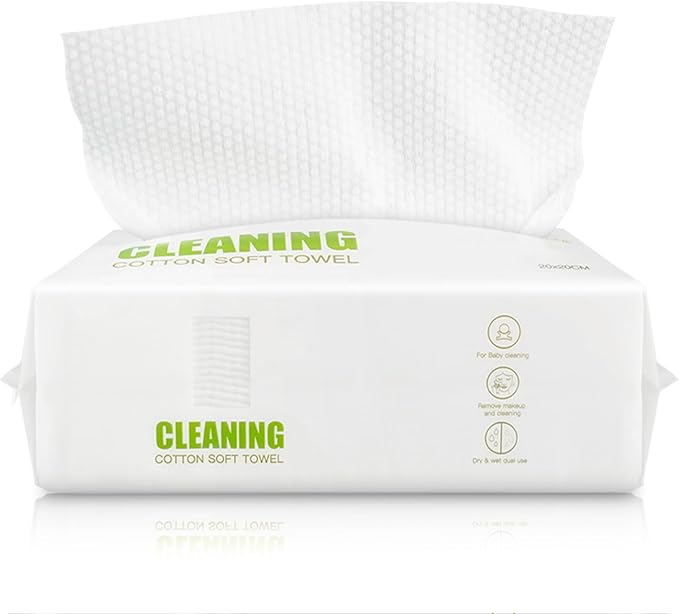 Disposable Face Towels – 60 Count Biodegradable Facial Cleansing Cloths – Lint-Free, Unscented, Extra Thick Soft Towelettes for Sensitive Skin & Makeup Removal