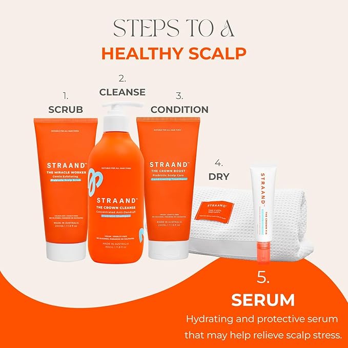 Straand Crown Fix Dry Scalp Serum - Hydrating Serum for Hair Repair & Itchy Scalp Relief - Prebiotic Formula Moisturizes & Relieves Stress from Heat Styling - Vegan & Safe for Colored Hair (1.5 oz)