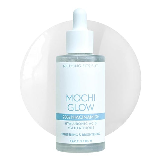 NOTHING FITS BUT Mochi Glow 20% Niacinamide Serum for Face, Pore Tightening & Brightening Skin Serum with Hyaluronic Acid & Glutathione for Dark Spots & Fine Lines, Korean Skincare (50ml/1.7fl.oz.)