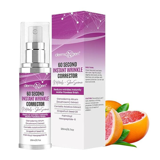 60 Second Instant Wrinkle Corrector Pure Organic + Peptide Complex, Amazing Results For All Skin Types 0.7 Fl Oz / 20 Ml