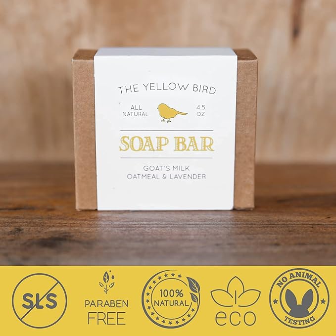 Lavender Goats Milk Soap Bar with Oats - Gentle Exfoliating Bath Soap. Moisturizing Dry Skin Face & Body Wash. Mild Natural and Organic Soap. Made in the USA