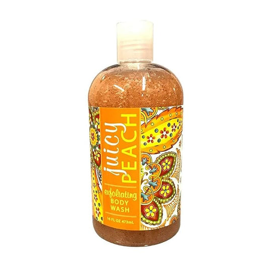 Greenwich Bay Trading Co. Exfoliating Scented Body Wash - Luxury Spa Quality, Shea & Cocoa Butter Enriched - 16 Ounce (Juicy Peach)