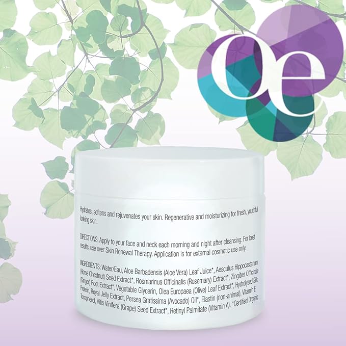Organic Excellence Organic Moisturizer Face Cream, All Natural Face Moisturizer with Silk Protein to Hydrate, Nourish Protect Skin and Promote Collagen Production Non-Toxic & Fragrance-Free 2 oz