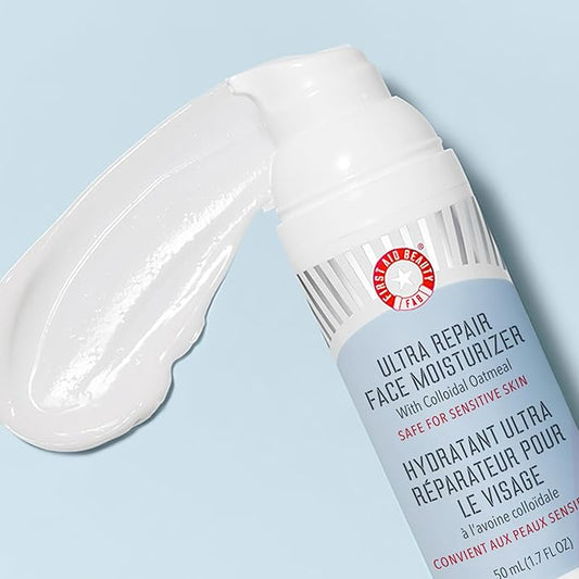 First Aid Beauty - Ultra Repair Face Moisturizer, Everyday Lightweight Non-Comedogenic Formula Helps Soften Skin with Ceramides & Shea Butter, Soothing Colloidal Oatmeal, 1.7 oz, 2 ct