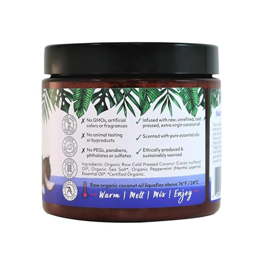 Whole Body Scrub - Infused with Coconut Oil, Exfoliating Sea salt Scrub for Smooth and Soft Skin, Exfoliates & Restores Skin's Natural Biosphere, Peppermint 20 oz