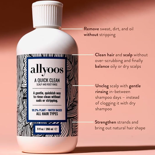 A Quick Clean, Hair Rinse, Removes Sweat, Oil & Buildup From Scalp & Hair, No Suds, Dry Shampoo Alternative, Balances Scalp, Sulfate-Free
