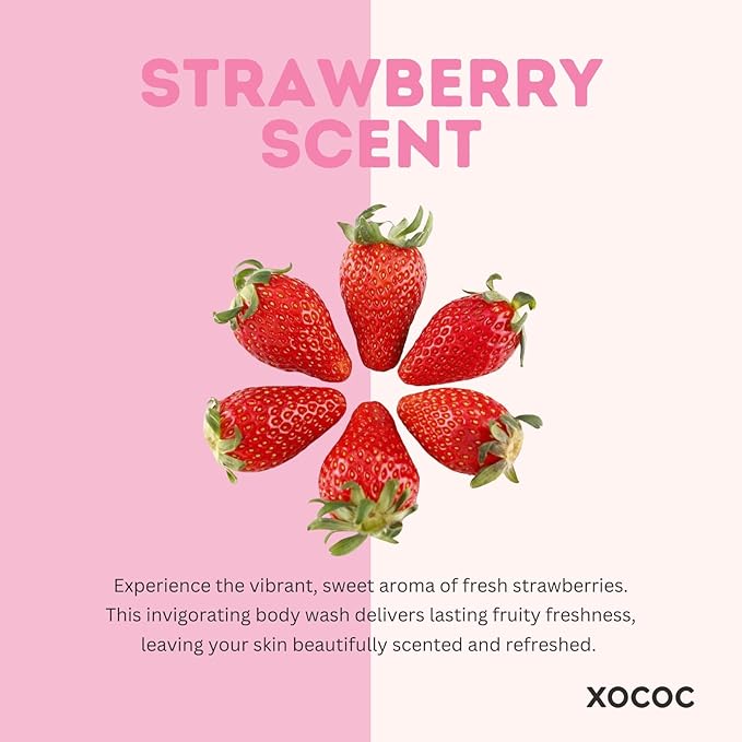 Strawberry Milk Body Wash, Hydrating Daily Cleanser for Soft Smooth Skin, Infused with Milk Protein & Strawberry Scent, Skin-Friendly Formula, 33.8 fl oz