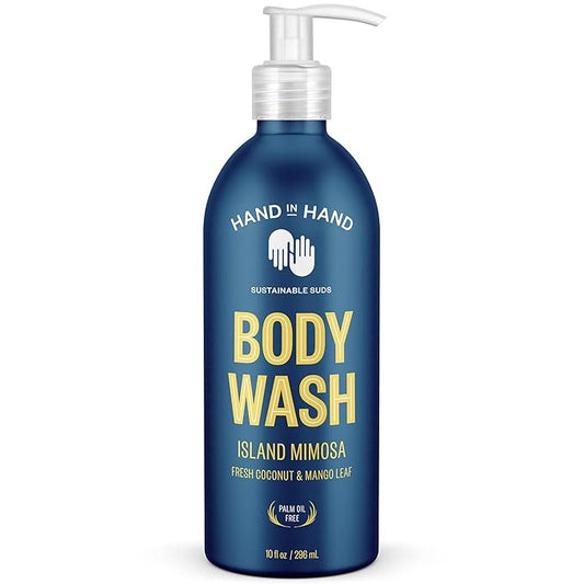 Hand in Hand Body Wash, Gentle Cleanser For All Skin Types, 10 Fl Oz, Fresh Coconut & Mango Leaf, Island Mimosa Scent, 2 Pack