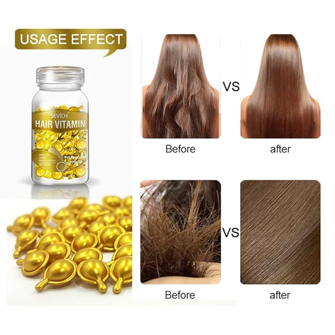 Hair Treatment Serum - 40 Hair Care Capsules - Hair Growth Serum - With Argan Macadamia & Avocado Oils - Vitamins A, E, & Pro B5 - Conditioner for Women & Men