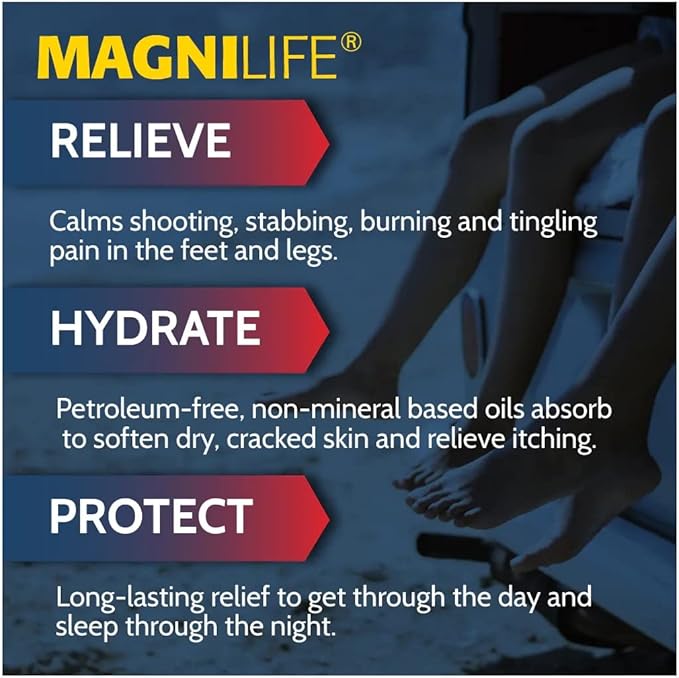 MagniLife Pain Relieving Foot Cream, All-Natural Moisturizing Foot Pain Relief with Beeswax and Eucalyptus to Soothe Soreness, Burning, Tingling, and Sensitivity - 4oz