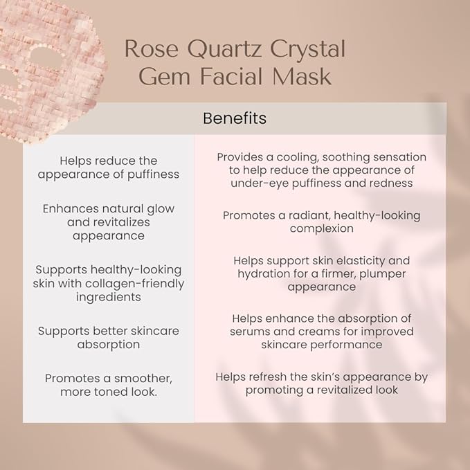 Organic To Green Crystal Rose Quartz Gem Facial,100% Natural Stone Facial Mask for Spa Skincare Beauty Tools for Puffy Eyes, Dark Circles, with Rose Petal Face Serum - Reusable
