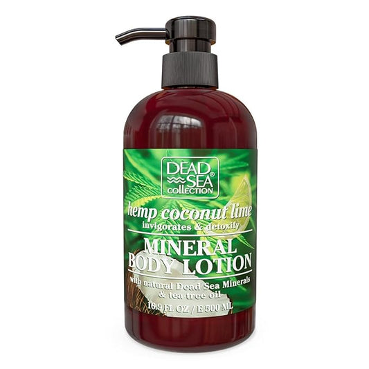 Dead Sea Collection Hemp and Coconut Lime Body Lotion - Nourishing Moisturizer for Women and Men - Rejuvenating Hand and Body Care for Dry Skin 16.9 Fl. Oz.