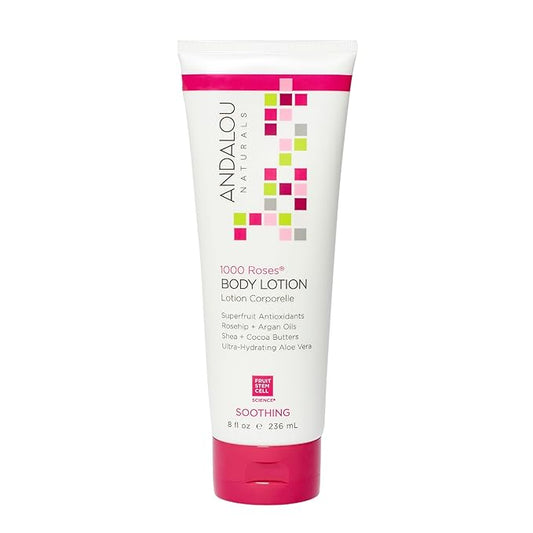 Andalou Naturals 1000 Roses Soothing Body Lotion - Improve Skin Moisture with Shea Butter & Aloe Vera - Hydrating Lotion for Dry or Sensitive Skin - 8 fl oz