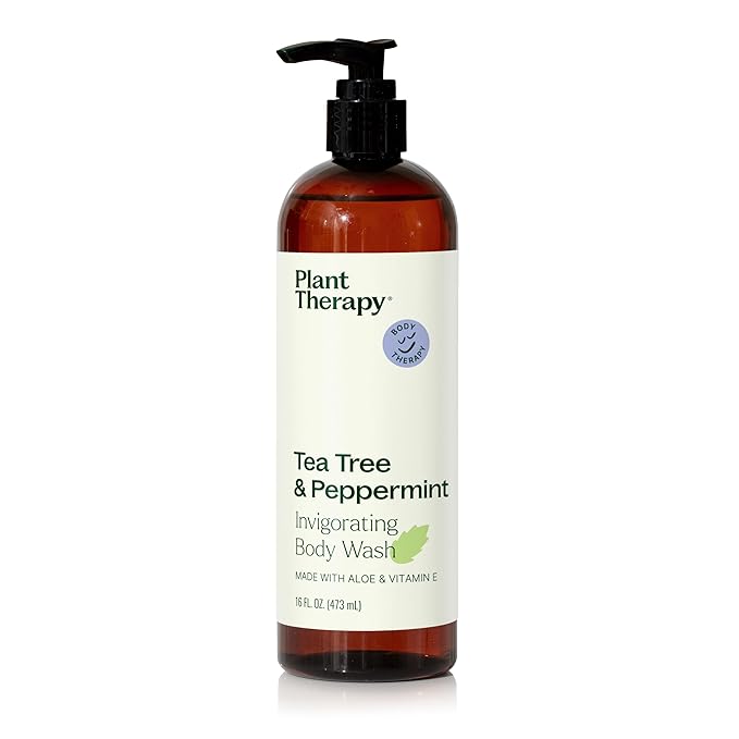 Plant Therapy Tea Tree and Peppermint Essential Oil Natural Body Wash 16 oz For all Skin Types, Sulfate Free Body Wash, For Men or Women, Refreshing & Invigorating Natural Scent, Hydrating Lather