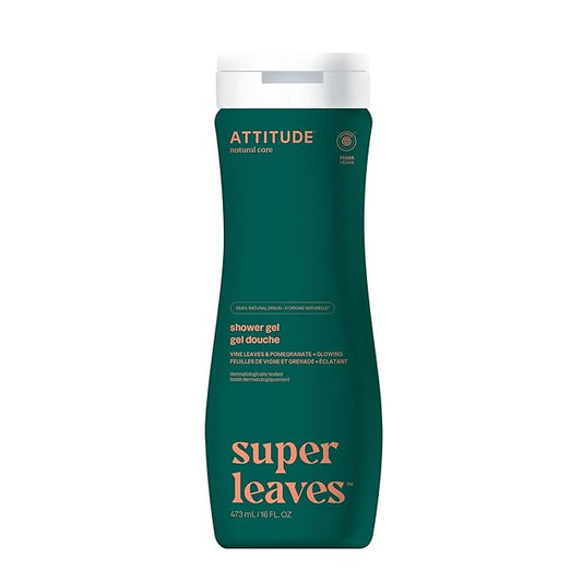 ATTITUDE Body Wash, EWG Verified Shower Gel, Dermatologically Tested, Plant and Mineral-Based, Vegan Personal Care Products, Red Vine Leaves, 16 Fl Oz