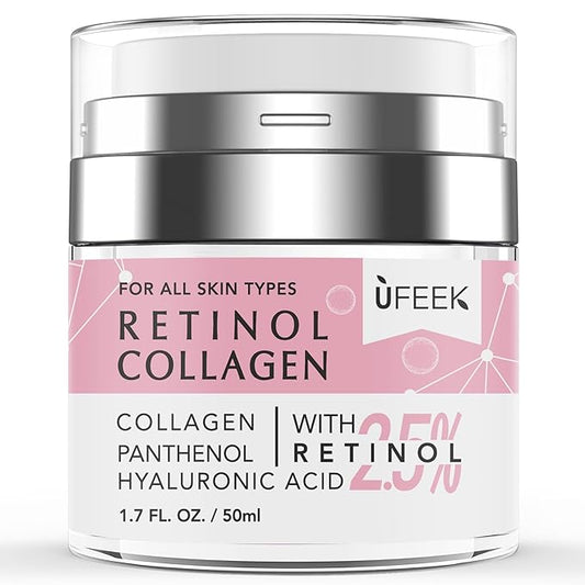 Retinol Face Moisturizer with Collagen & Hyaluronic Acid - Instant Face Lift Cream, Neck Cream for Tightening and Firming, Wrinkle Cream for Women and Men, 1.7 Fl Oz