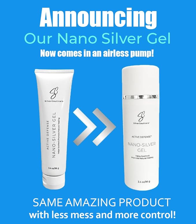 Cosmetic Gel with Nano Colloidal Silver - Promotes Natural Healing - Repair Cuts Scrapes Blemishes - Soothe & Hydrate - Skin Firming - Non-Greasy Water-Based Formula - No Harsh Chemicals - 3.4oz