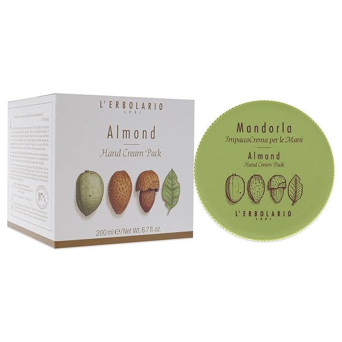 L’Erbolario Almond Hand Cream - Moisturizing Hand Lotion for Women and Men with Almond Oil and Extract - Sweet, Subtle Amber Fragrance - 6.7 oz
